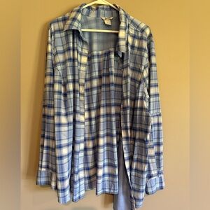 Women’s button down plaid performance wicking shirt